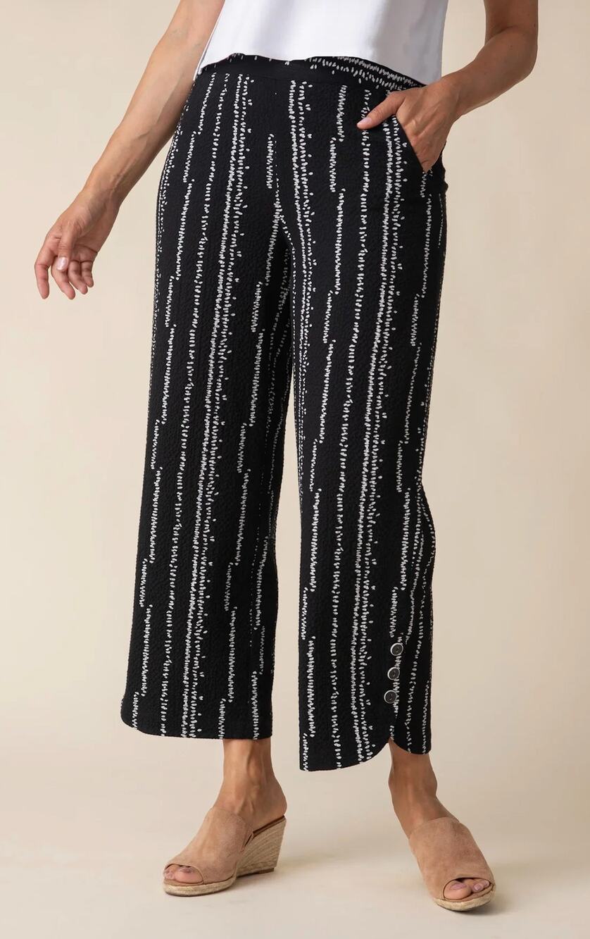 Habitat Womens M Black White Tulip Hem Crop Pants Boho Casual Chic